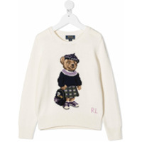 Ralph Lauren Kids intarsia-knit teddy bear jumper - Branco