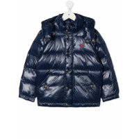 Ralph Lauren Kids Jaqueta matelassê com capuz - Azul