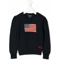Ralph Lauren Kids logo flag embroidered sweatshirt - Azul
