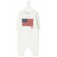 Ralph Lauren Kids Macacão de bebê com estampa de bandeira - Branco