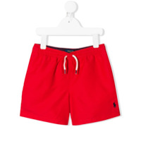 Ralph Lauren Kids Short de natação com logo - Vermelho