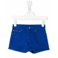 Ralph Lauren Kids Short jeans com desfiado - Azul
