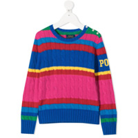 Ralph Lauren Kids Suéter color block de tricô - Azul