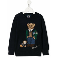 Ralph Lauren Kids Suéter com aplicação de urso e cachorro - Azul