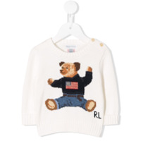 Ralph Lauren Kids Suéter com bordado de urso - Branco