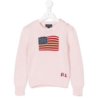 Ralph Lauren Kids Suéter com detalhe de bandeira - Rosa