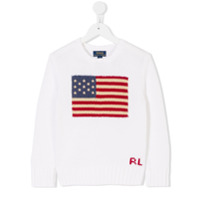 Ralph Lauren Kids Suéter com estampa de bandeira - Branco