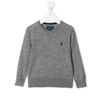 Ralph Lauren Kids Suéter com logo bordado - Cinza