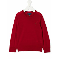 Ralph Lauren Kids Suéter com logo bordado - Vermelho