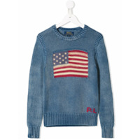 Ralph Lauren Kids Suéter de tricô com bandeira - Azul