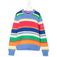 Ralph Lauren Kids Suéter de tricô com listras - Azul