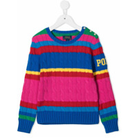 Ralph Lauren Kids Suéter de tricô com listras - Azul