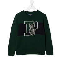 Ralph Lauren Kids Suéter de tricô com logo bordado - Verde