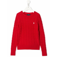 Ralph Lauren Kids Suéter de tricô com logo bordado - Vermelho