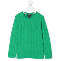Ralph Lauren Kids Suéter de tricô com logo - Verde