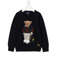 Ralph Lauren Kids Suéter de tricô com padronagem Teddy Bear - Azul