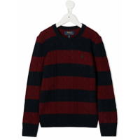 Ralph Lauren Kids Suéter decote careca com listras - Vermelho