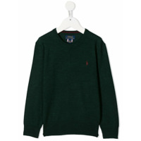 Ralph Lauren Kids Suéter decote careca com logo bordado - Verde