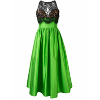 RASARIO Vestido godê com recorte de renda - Verde