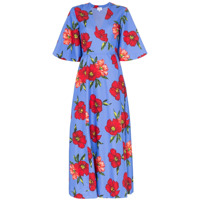 Rebecca De Ravenel Vestido envelope com estampa floral - Azul