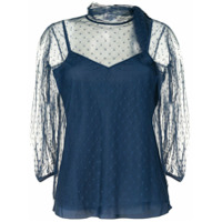 RedValentino Blusa com laço e mangas bufantes - Azul