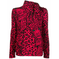 RedValentino Blusa Leo Panther com amarração na gola - Vermelho