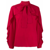 RedValentino Camisa com franzido e aplicação de laço - Vermelho