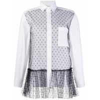 RedValentino Camisa com sobreposição de tule - Branco