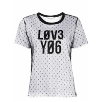 RedValentino Camiseta com mesh e detalhe de logo - Branco