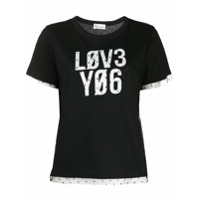 RedValentino Camiseta Love You point d'esprit - Preto