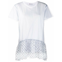 RedValentino Camiseta mangas curtas com tule na barra - Branco