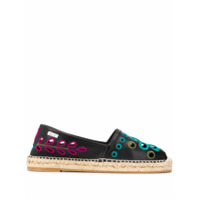 RedValentino Espadrille de couro com bordado - Preto