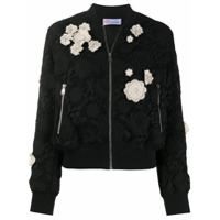 RedValentino Jaqueta bomber com aplicação floral - Preto