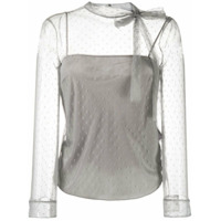 RedValentino point d'esprit tulle top - Cinza