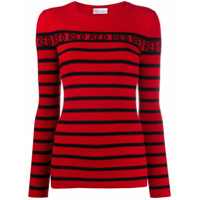 RedValentino Suéter de tricô canelado com listras - Vermelho