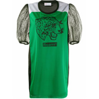 RedValentino Vestido mangas bufantes com estampa de leopardo - Verde