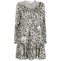 RedValentino Vestido mangas longas com estampa de leopardo - Branco