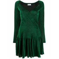 RedValentino Vestido peplum com trama metálica - Verde