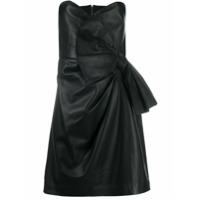 RedValentino Vestido tomara que caia de couro - Preto