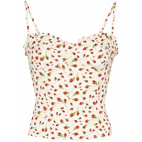 Reformation Blusa Finch cropped com estampa floral - Branco