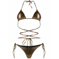Reina Olga Biquíni Miamily com estampa metálica - Marrom
