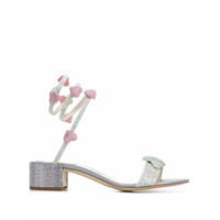 René Caovilla Sandália com aplicações de cristais e salto 40mm - Prateado