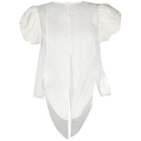 Renli Su Blusa translúcida de seda com mangas bufantes - Branco