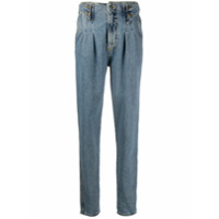 Retrofete Calça jeans cenoura com pregas - Azul