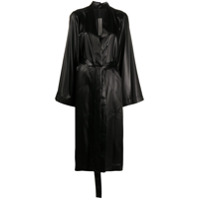 Rick Owens Casaco com abotoamento simples e amarração na cintura - Preto