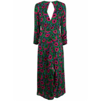 Rixo Vestido com estampa floral e detalhe de recorte vazado - Verde