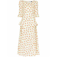 Rixo Vestido midi Didi com estampa floral de algodão - Branco
