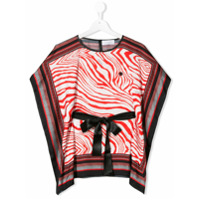 Roberto Cavalli Junior Blusa drapeada com estampa de zebra - Vermelho