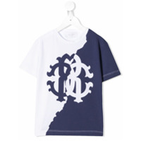 Roberto Cavalli Junior Camiseta color block com logo - Azul
