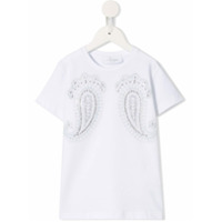 Roberto Cavalli Junior Camiseta com detalhe de crochê - Branco